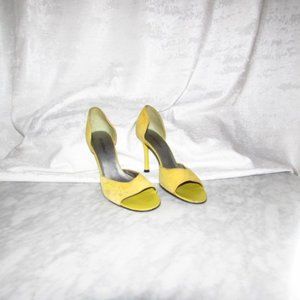 BCBGirls Vintage Yellow Suede Sandal Heel